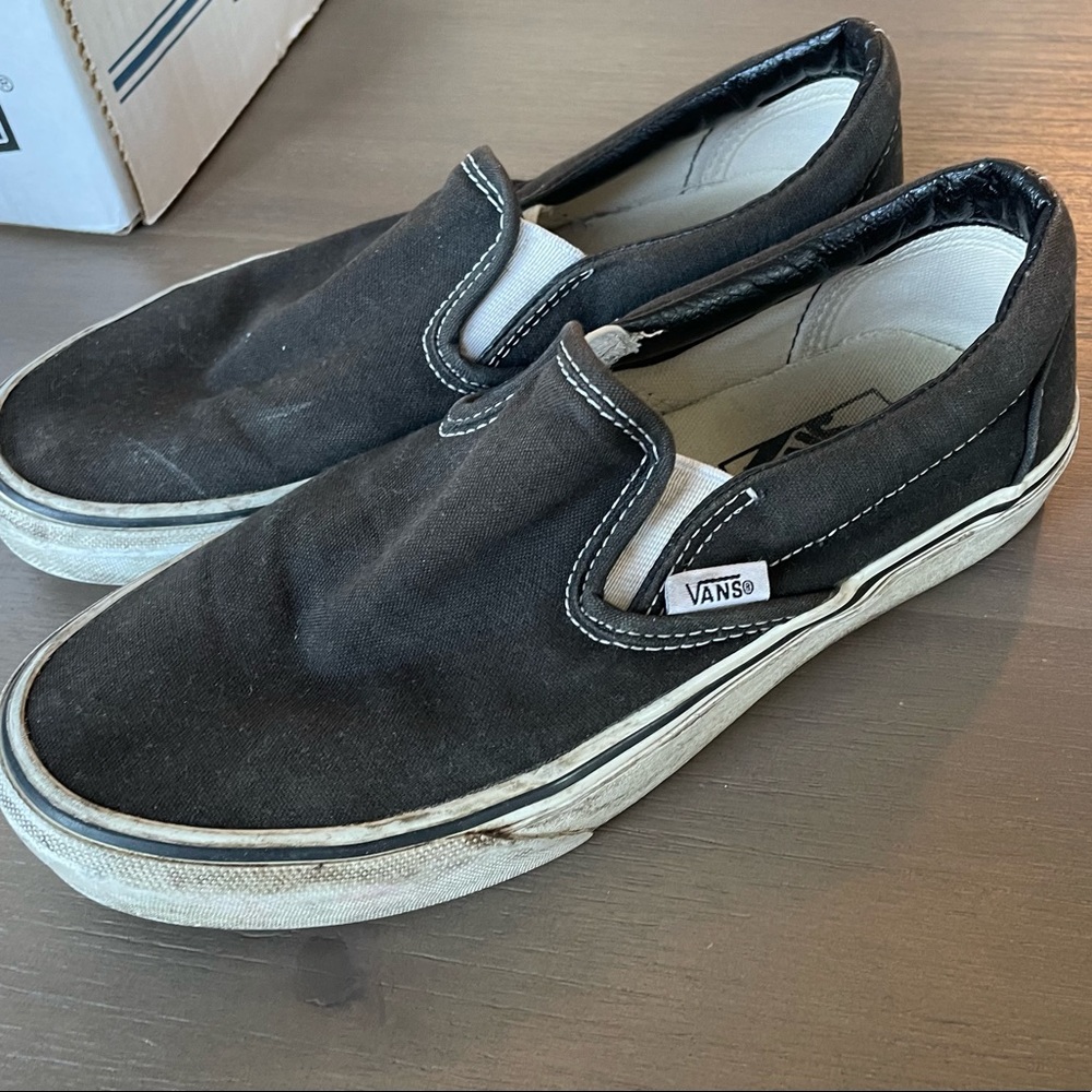Vans black slip on shoes